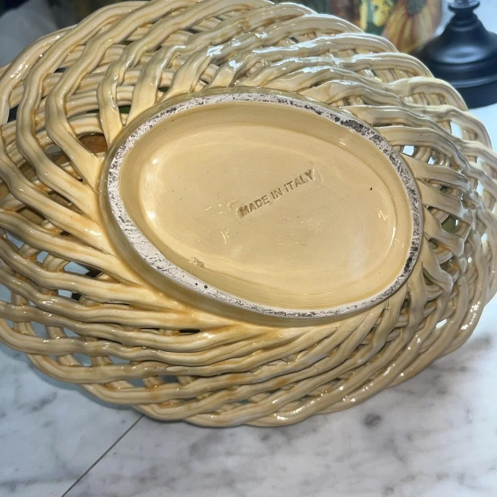 MCM ceramic fruit basket double weaved‎ handle made in Bassano Italy